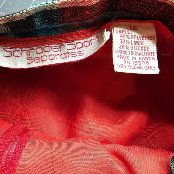 Vintage Plaid Skirt Womens Size Small Red 80s Midi Linen Preppy Academia Twee - Picture 10 of 10